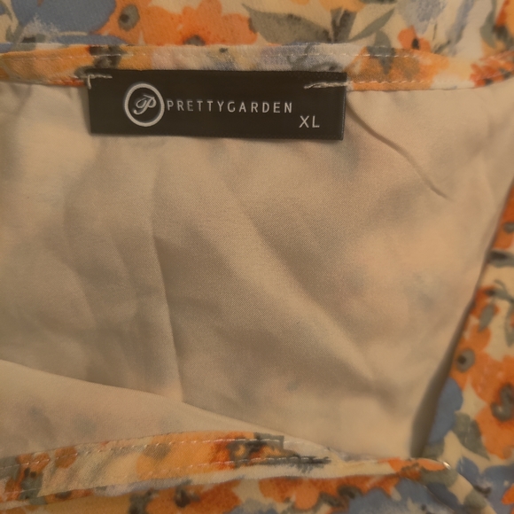 Pretty Garden Women's Floral Print Boho Dress, Long Sleeve,XL, Orange/Blue. - Picture 11 of 11